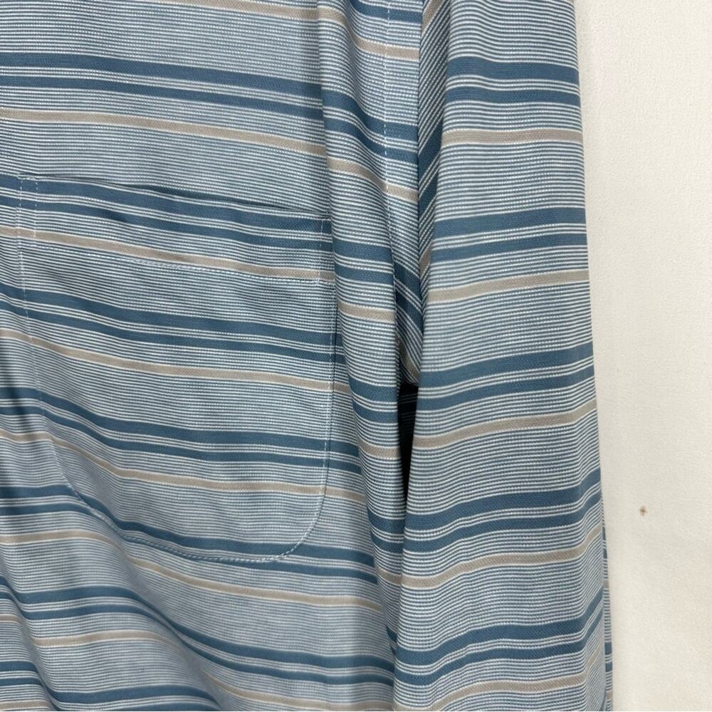 ALTON LANE Walker Oxford Blue Stripe Knit Button Up Shirt NWT in Size Large - Picture 3 of 5
